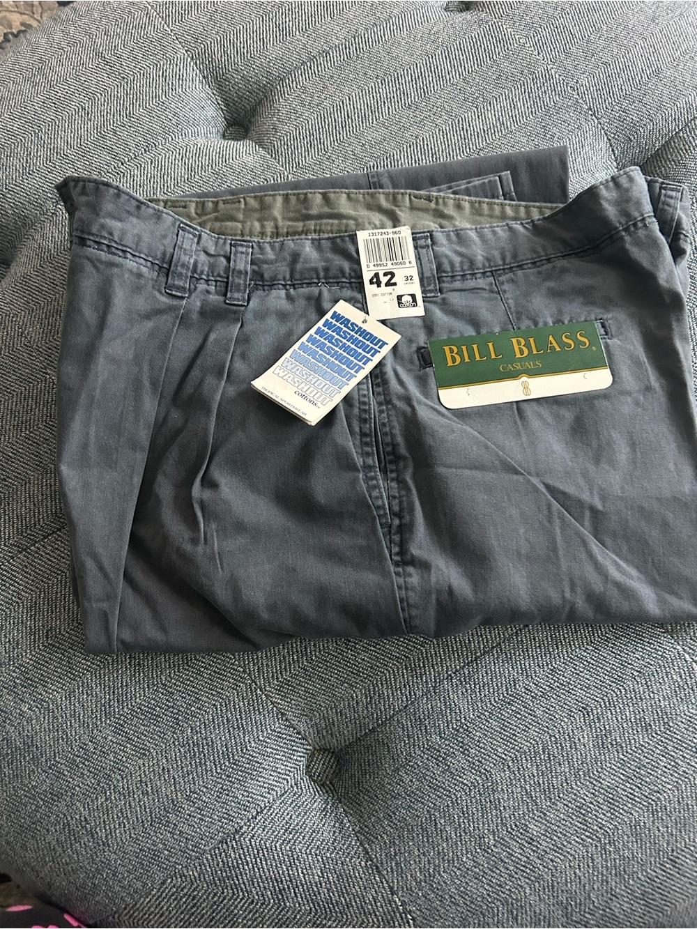 Vintage Bill Blass Casuals Men's 42x32 Washout Cotton Pants New With Tags